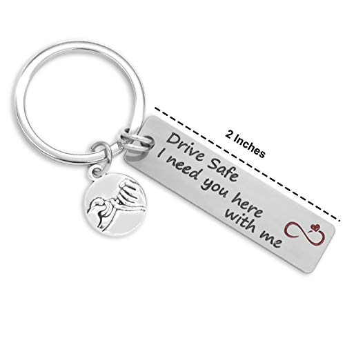 Drive Safe I Need You Here with Me Keychain Valentines Day Gifts Fathers Day Gifts from Daughter Papa Gifts(Promise) - Thumbnail 6