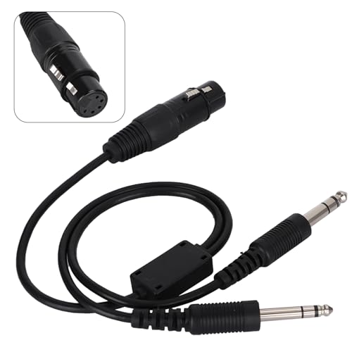 Wisoqu ABSMetal Headset Cable, Stable 5 Pin Headphone Cable, Aviation Headphone Cable for XLR to GA Dual Plug