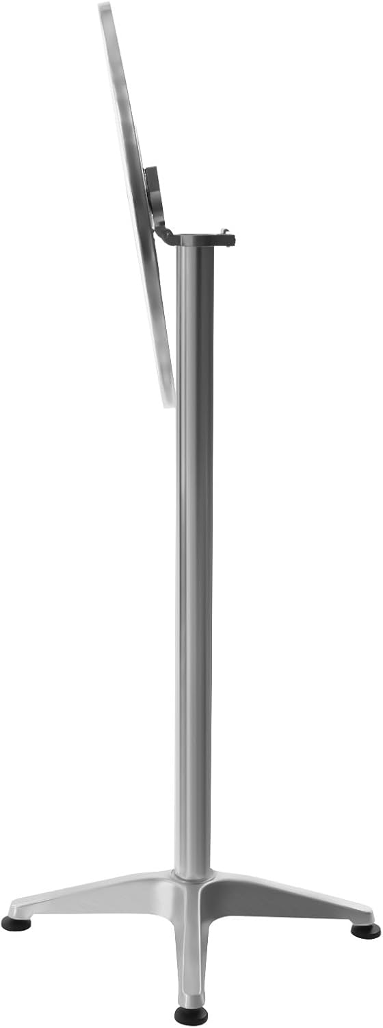 23.62inch Round Aluminum Indoor-Outdoor Table with Stainless Steel Table Top,Foldable Bar Height Dining Table,Heavy-Duty Round Patio Metal Party Table,Silver (B)