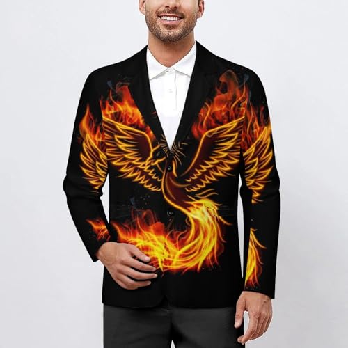 Flaming Phoenix Bird Mens Blazer Suit Jacket Lightweight Slim Fit Casual Coat2