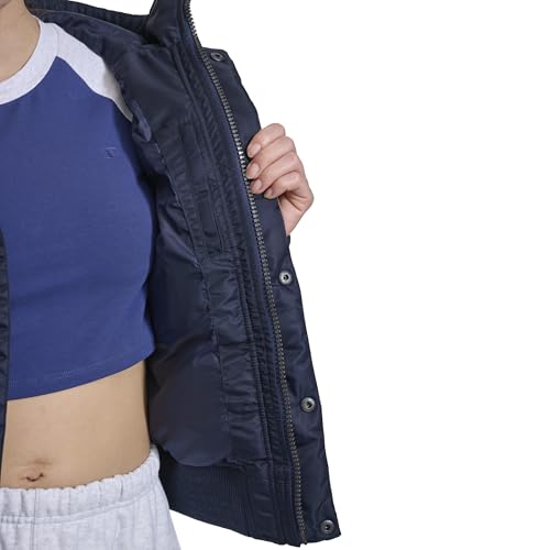 Stay Cozy and Chic: Champion Women’s Quilted Snorkel Puffer in Navy, Small - Image 6