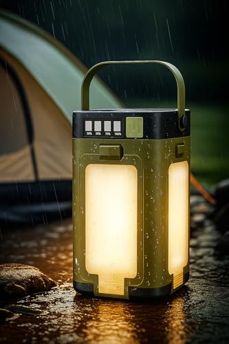 Luz | Lámpara portátil de supervivencia y camping con carga solar – Luz 360° con 4 hojas plegables. Batería de 2000m Ah, recargable por USB y luz natural. 6 Modos de luz LED