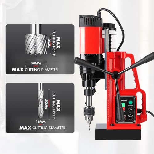 Image of Mag Drill Press, 1550W Power Magnetic Drill Presses, 2″ Boring Diameter, 500 RPM, 10 Speed for Industrial & Home Improvement