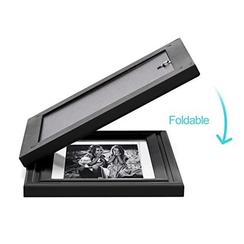 Wisadd Vertical & Horizontal 5X7 Picture Frames Double Hinged Wood Folding Photo Frames With Real Glass Front Fit For Desktop Or Tabletop Display Pictures 4X6 With Mat Or 5X7 Without Mat, Black Xhei-V57-H75 #TOP1