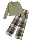 WESIDOM Toddler Girl Clothes Little Girls Clothes Fashion Dropped Shoulder Solid Long Sleeve Top+Pants Comfy 2Pcs Toddlers Kids Clothing