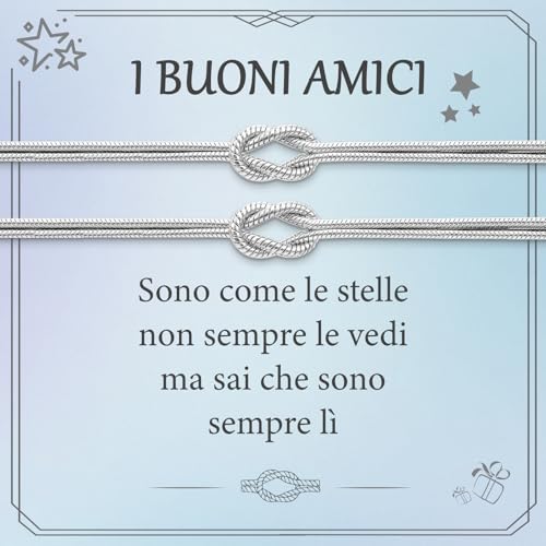 J.Fée 2PCS Bracciale Amicizia Bracciale Donna Argento 925, Bracciali Nodo