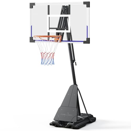 TONBUX Basketball Hoop Outdoor 48 Inch Shatterproof PC Backboard, 5.25-10FT