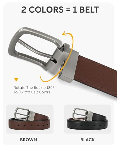 Image of CHAOREN Reversible Belt Men 1 Piece - 1.25 inch Leather Dress Belt