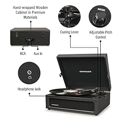 Crosley CR8017B-BK Voyager Vintage Portable Vinyl Record Player Turntable with Bluetooth in/Out and Built-in Speakers, Black - Les Beatles, Paul McCartney, John Lennon, RIngo Starr, George Harrison Crosley CR8017B-BK Voyager Vintage Portable Vinyl Record Player Turntable with Bluetooth in/Out and Built-in Speakers, Black – Image 3