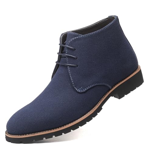 Męskie Zamszowe Sznurowane Buty Oxford Klasyczne Biznesowe Botki Chelsea Outdoor Casual Wytrzymałe Buty Turystyczne Chukka Niebieski 43 EU