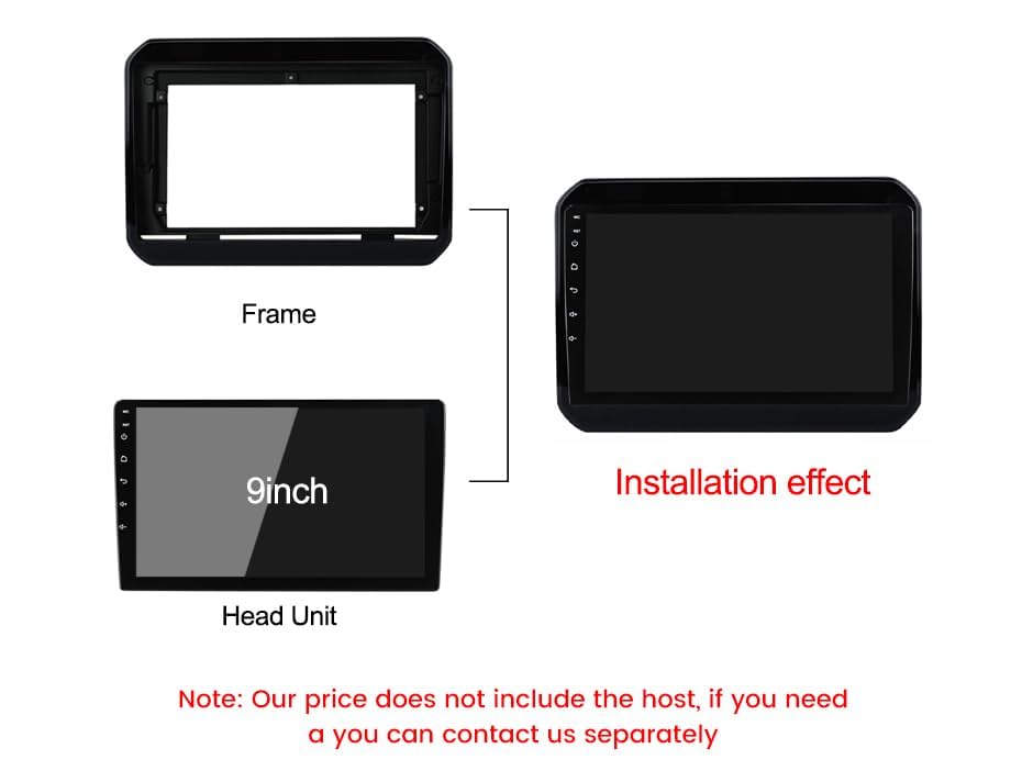 Image of Audio Wheels Car Android Frame ABS300 Plastic Material 9 inch with Wiring Suitable for Base Model for Maruti Ignis 2016-2020