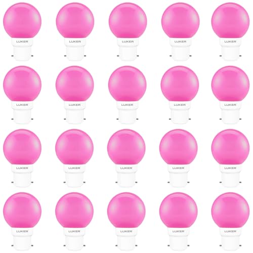 Image of LUKER JVLuker 0.5W LED Bulb B22 Base Energy Efficient Light 120 Degree Wide Beam Coverage High CRI Lights for Home and Office Indoor & Outdoor, 1 Year Warranty (Pack of 20, PINK)
