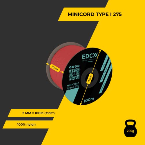 EdcX 2 mm Nylon Paracord 275 (15, 30, 50 and 100 m)- 100% Nylon rope, 3-Strand cord, Nylon cord 2 mm in Many Colours (Light Red, 100 m) - Image 2