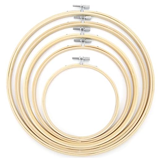 Aoibrloy 5 Pieces Embroidery Hoops Set, 5 Size Bamboo Cross Stitch Hoop 5 Inch to 10 Inch Circle Embroidery Ring for Embroidery, Cross Stitch, Sewing