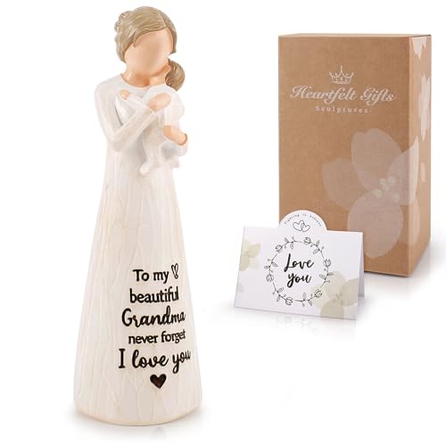 Grandma Gift - Grandma Birthday Gifts First Time Grandma Figurines New Grandmother Gift Nana Birthday Gifts Grandmother and Grandchild Sculpted Hand-Painted Figurine Gifts for Nana from Grandson