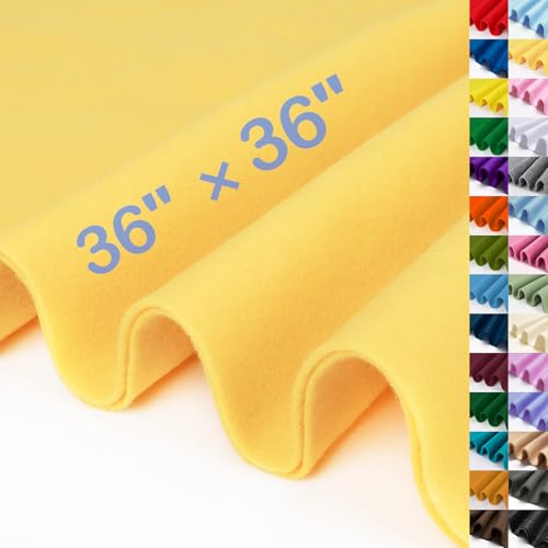 XSEINO Butter Yellow Large Felt Fabric 36 X 36 (1 Square Yard) 1.4 mm Thick Soft Felt Fabric Sheet for Crafts Yellow Series Colors Soft Nonwoven Fabric Fit for Decoration Sewing DIY Crafts