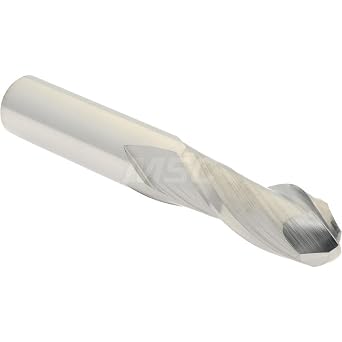 Hertel Solid Carbide Ball End Mill, Bright/Uncoated Finish, Single End, 3/8" Cutting Diameter, 3/8" Shank Diameter, 2 Flute, 1" LOC, 2-1/2" OAL, 30 Helix