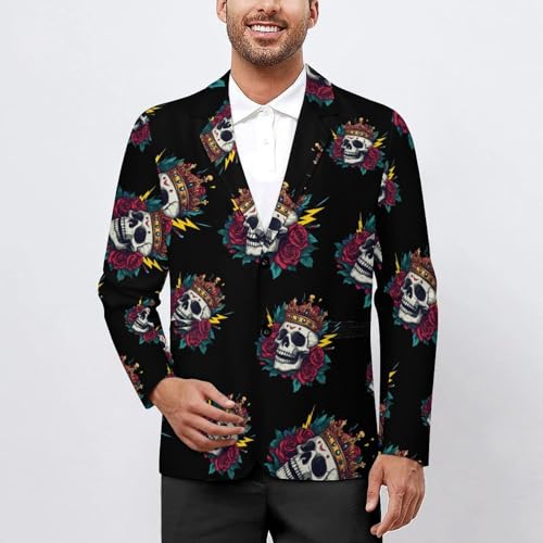 Skull Crowness Rose Halloween Men's Blazer Printed Button Suit Jacket Slim Sport Coat Blazers2