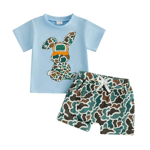 Image of Toddler Boy Easter Outfit Letter Cross Short Sleeve T Shirt Camouflage Shorts Set 2T 3T 4T 5T Summer Outfits