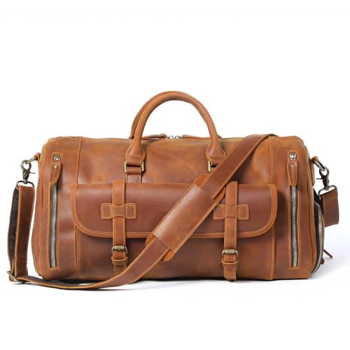 Buffalo Leather Duffle Bag with Shoes Compartment, Travel Bag (22 Inch)