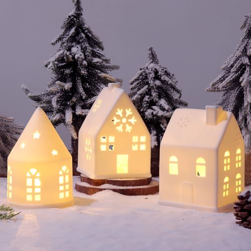 Pawliss Christmas Village Sets, 3Pcs White...