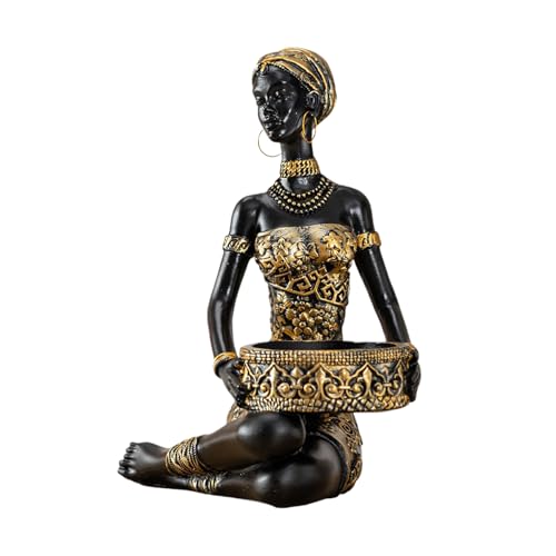 Statuettes Africaines Pour Décor D'intérieur | Pièces Centrales En Résine Pour Table | Statues de Femmes Africaines Porte-Objets de Rangement,Pour Bijoux, Bonbons,...
