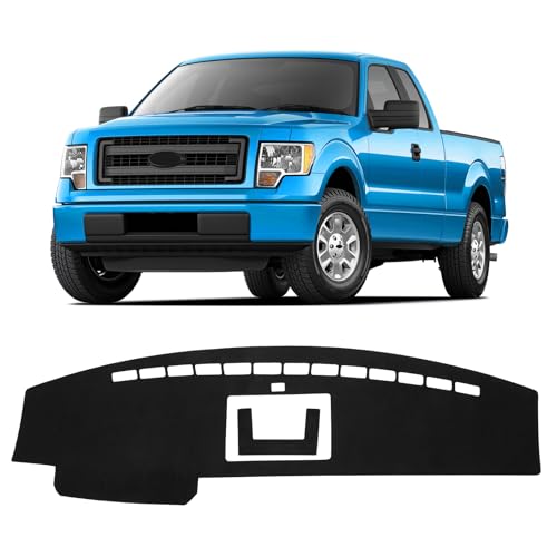 KUST Car Dash Cover Compatible with 2009-2014 Ford F150 F-150 Raptor (with Light Sensor) Polyester Dashboard Cover Non-Slip Dash Protector Accessories for F150 Custom Fit Dash Mat No Glare Black