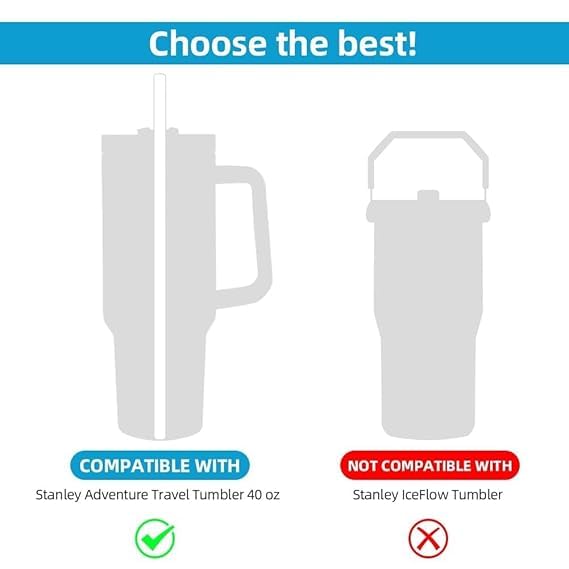 Image of Rajmaan Stainless Steel Replacement Straws for Stanley Cup - Reusable, Compatible with Adventure Quencher Travel Tumbler - Durable with Cleaning Brush (12 inch)