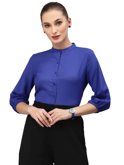 Image of Style Quotient Women Solid Lilac Polyester Formal Shirt