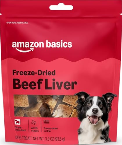 Amazon Basics Freeze-Dried Raw Single Ingredient Dog Treats (Previously Wag), Beef Liver, High...