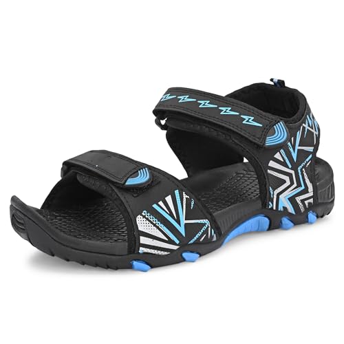 Image of Centrino Men's Phylon Sandals |Adjustable Velcro Strap Athletic Sandals |Geometric Wave Pattern Open Toe|Durable Rubber Sole Outdoor Water Sandals for Summer Beach Hiking Walking & Casual Wear (9352)