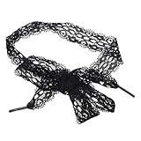 TOPPERFUN Cordones Elásticos de Encaje Floral Negro Cinta Decorativa para Zapatos Diseño Elegante y Duradero para Realzar Calzado Femenino