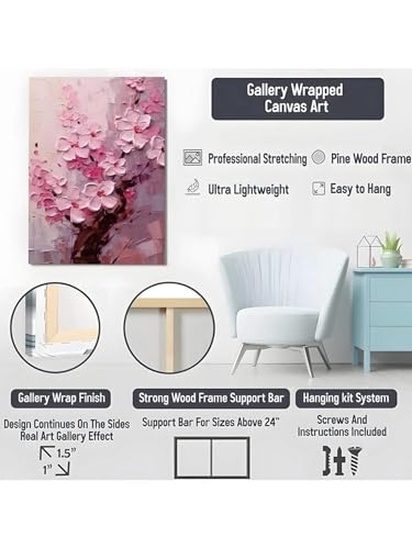 Toile fleurs roses esthétiques sans cadre 50x70 cm haute définition