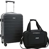 Wrangler El Dorado Lugggage Set with Cup Holder and USB Port, Black, 2 Piece