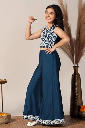 Image of Fashion Dream Girls Silk Blend Ethnic Top & Palazzo Set|Kids Salwar Set|Indo Western