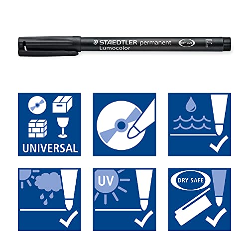 Fiber Tip Pen, Permanent, Fine Point, Black Ink, 10 pieces by STAEDTLER - Used condition - Image 4