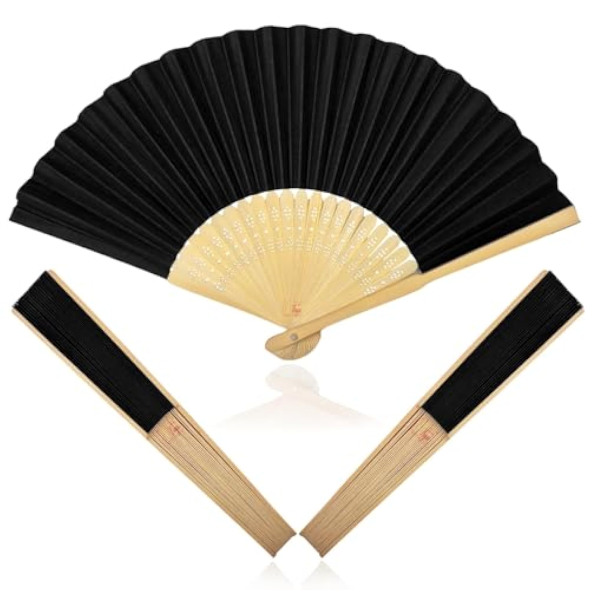 Premium Paper Plain Solid Color Folding Hand Held Bamboo Fan