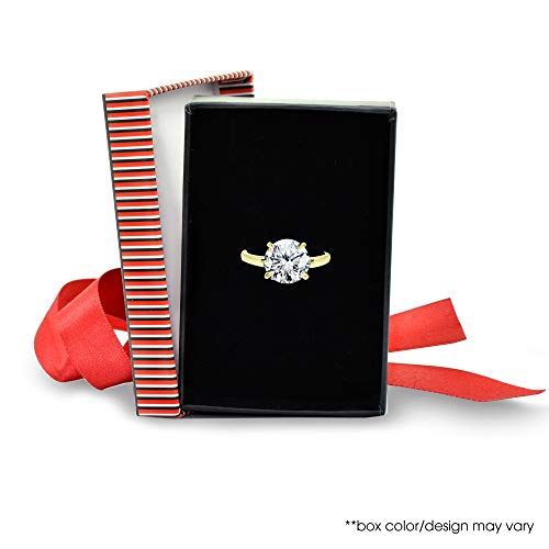 B. BRILLIANT Sterling Silver 3ct Round-Cut Solitaire Cubic Zirconia Engagement CZ Bridal Ring3