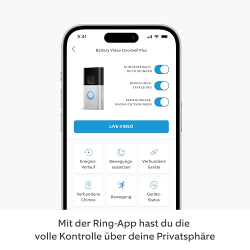 Ring Akku-Videotürklingel Plus (Battery Doorbell Plus) | Videotürklingel mit 1536p HD-Kopf-bis-Fuß-Aufnahme, Selbstinstallation (5 Minuten) | Schnellwechsel-Akkupack I Privatsphäre-Einstellungen 5