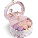 Vlando オルゴール 誕生日プレゼント ジュエリーボックス 半円形 鏡付き 娘へのプレゼント 子供 持ち運び バレエ発表会（プリンセス）