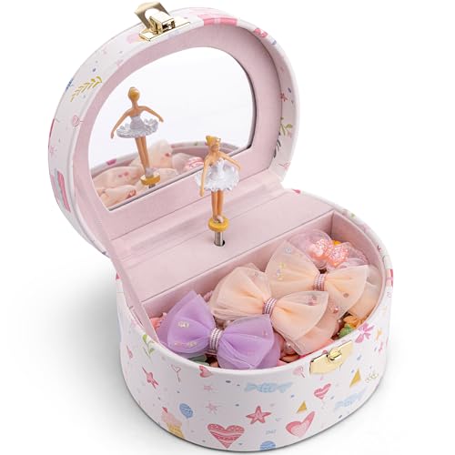 Vlando オルゴール 誕生日プレゼント ジュエリーボックス 半円形 鏡付き 娘へのプレゼント 子供 持ち運び バレエ発表会（princess）