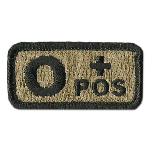 Tactical Blood Type Patches - Type O Positive - 2"x1" (Coyote Tan)