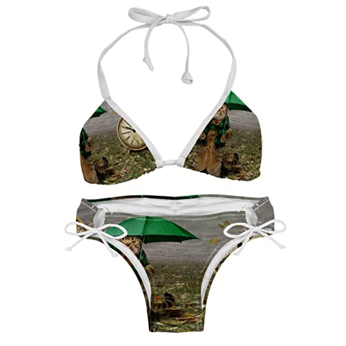 Bikini drôle chat pour femme maillot de bain plage multicolore taille XS vêtement été
