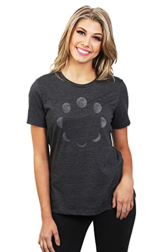 Thread Tank Moon Phases Women's Fashion Relaxed T-Shirt Tee Charcoal Grey Large #TOP2