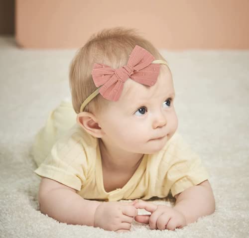 Baby Bow Headbands - 10PCS Baby Girl Nylon Headbands - Bows on Nylon Headband for Newborn, Infant, Toddler, Preemie, One Size3
