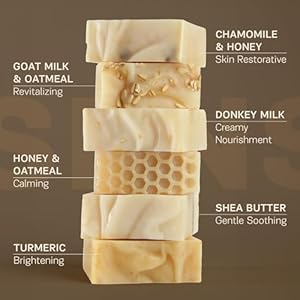 AUTHENTIC BATH & SOAP Sensitive Skin Bar Soap Set – Natural, Soothing, Acne & Eczema Skin - Chamomile & Honey, Goat Milk, Donkey Milk, Honey & Oatmeal, Shea Butter, Turmeric Soap Bar from (6PK) AUTHENTIC BATH SOAP Sensitive Skin Bar Soap Set–Natural Soothing Acne Eczema Skin Chamomile Honey Goat Milk Donkey Milk Honey Oatmeal Shea Butter Turmeric Soap Bar from 6PK