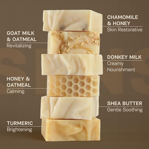 AUTHENTIC-BATH-SOAP-Sensitive-Skin-Bar-Soap-Set–Natural-Soothing-Acne-Eczema-Skin-Chamomile-Honey-Goat-Milk-Donkey-Milk-Honey-Oatmeal-Shea-Butter-Turmeric-Soap-Bar-from-6PK AUTHENTIC BATH SOAP Sensitive Skin Bar Soap Set–Natural Soothing Acne Eczema Skin Chamomile Honey Goat Milk Donkey Milk Honey Oatmeal Shea Butter Turmeric Soap Bar from 6PK