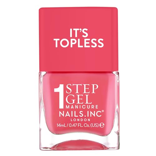 Nails Inc It's Topless Gel-Like Nail Polish, 4-in-1 Base Coat, Treatment, Colour & Top Coat, Long Lasting, Strong, Chip Free Nails, Glossy Salon Quality Manicure, Air Dry Nail Polish, Sofia, 14 ML