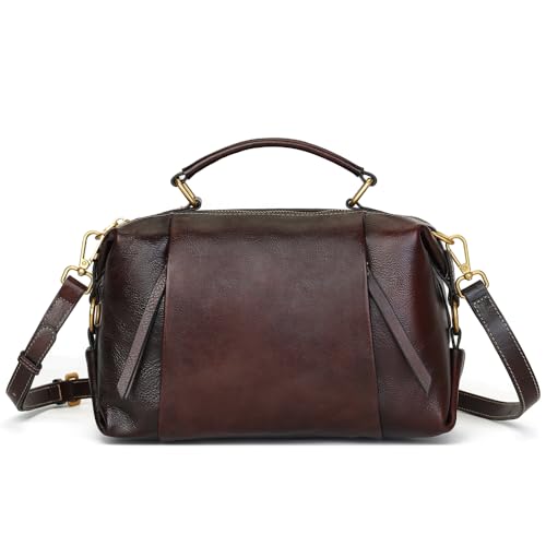 Zhuoliang Genuine Leather Crossbody Bags for Women Wristlets Handbags Purse Small Satchel Clutch Ladies leather Shoulder Bag for women Birthday Gift Coffee