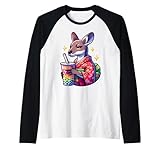 Kangaroo Bubble Boba Tea Anime Cute Kawaii Raglan